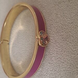 Vera Bradley Gold and Purple Heart Bangle Bracelet.